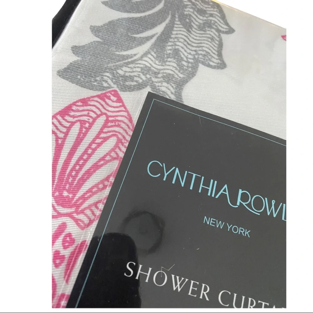 NIP Cynthia Rowley Floral SHOWER CURTAIN Cotton Blend PINK and GRAY Flowers